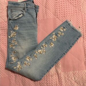 Abercrombie & Fitch Light Blue Floral Embroidered Jeans
